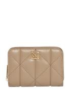 Quilted Flap Zip Around Beige Calvin Klein