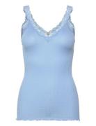 Rmwbalta Modal Sl V-Neck Top Blue RM By Rosemunde