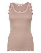 Rmwbalta Modal Sl U-Neck Top Pink RM By Rosemunde