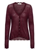 Rwlotus Tencel Ls Cardigan Burgundy Rosemunde