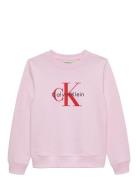 Ck Monogram Terry Cn Sweatshirt Pink Calvin Klein