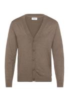 Ecovero V-Neck Button Cardigan Brown Lindbergh