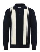 Knitted Block Stripe L/S Polo Navy Lindbergh