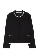 Contrast Cotton Cardigan Black Lexington Clothing