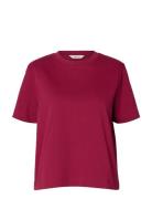 Slwessential Ss Boxy Tee Noos Burgundy Selected
