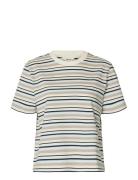 Slwessential Ss Striped Boxy Tee Noos Cream Selected