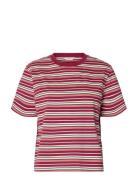Slfessential Ss Striped Boxy Tee Noos Burgundy Selected