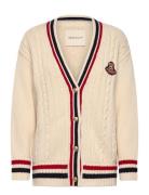 Gant Varsity Cable V-Neck Cardigan Cream GANT