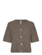 Pcsilly Ss O-Neck Knit Cardigan Noos Bc Brown Pieces