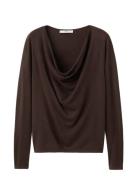 Draped-Neck Sweater Brown Mango