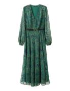 Belt Printed Dress Green Mango