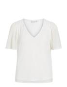 Vifalia V-Neck S/S Top - Noos Cream Vila