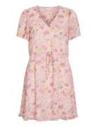 Vifalia V-Neck S/S Short Dress- Noos Pink Vila
