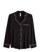 Pyjama Shirt Viscose Piping Black Lindex