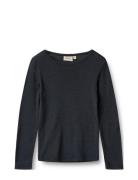 Wool T-Shirt L/S Alfie Navy Wheat