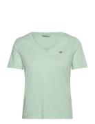 Reg Shield Ss V-Neck T-Shirt Green GANT