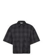 Visina 2/4 Check Shirt Navy Vila