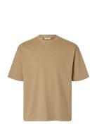 Slmlooseoscar Ss O-Neck Tee Noos Beige Selected