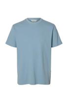 Slhspencer Rib Ss O-Neck Tee Noos Blue Selected