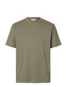 Slhspencer Rib Ss O-Neck Tee Noos Khaki Selected