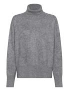 Brushed Roll Neck Sweater Grey Davida Cashmere