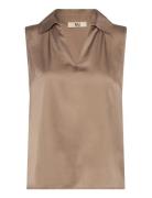 Rmwpenelope Silk Blend Sl Top Brown RM By Rosemunde