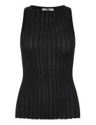 Rmwbardot Sl V-Neck Tank Top Black RM By Rosemunde