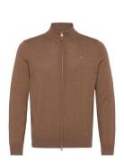 Merino Zip Cardigan Brown Morris