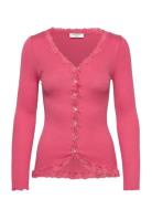 Silk Cardigan W/ Lace Pink Rosemunde