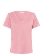 Crnaia Deep V-Neck T-Shirt Pink Cream