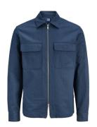 Jprblurayle Linen Blend Zip Ls Shirt Smu Blue Jack & J S