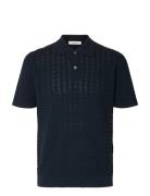 Slhmattis Ss Knit New Cable Polo Navy Selected