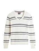 Dc Striped V-Neck White Tommy Hilfiger