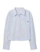 Yarndye Cotton Poplin Cropped Sh Blue Calvin Klein Jeans