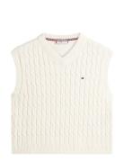 Co Cable Mid Gg V-Nk Vest Cream Tommy Hilfiger