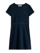 Essential Punto Skater Dress Ss Navy Tommy Hilfiger