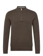 Structure Zip Neck Knit Brown Lindbergh