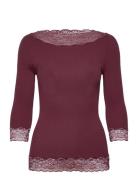 Rwbeatha Silk 2/4 Boatneck 2 Color Burgundy Rosemunde