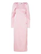 Satin Midi Wrap Dress Pink ROTATE