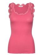 Rwbabette Sl U-Neck Long Lace Top Pink Rosemunde
