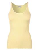 Rwbelle Silk U-Neck Strap Elastic T Yellow Rosemunde