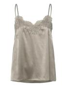 Silk Strap Top Khaki Rosemunde