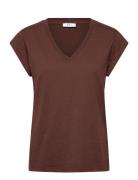 Cc Heart Basic V-Neck T-Shirt Brown Coster Copenhagen
