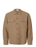 Slm-Leroy Linen Blend Overshirt Ls Noos Beige Selected