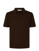 Slhmattis Ss Linen Blend Open Polo Noos Brown Selected