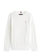Cotton Cable Sweater White Tommy Hilfiger