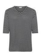 Carlina 3/4 Sleeve V-Neck Blouse Jrs Black ONLY Carmakoma