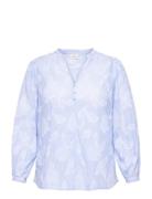 Cartorra L/S V-Neck Stripe Top Wvn Blue ONLY Carmakoma