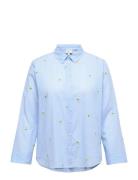 Carnew Lina Grace Ls Emb Shirt Wvn Blue ONLY Carmakoma