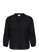 Carsimme 3/4 V-Neck Shirt Wvn Black ONLY Carmakoma
